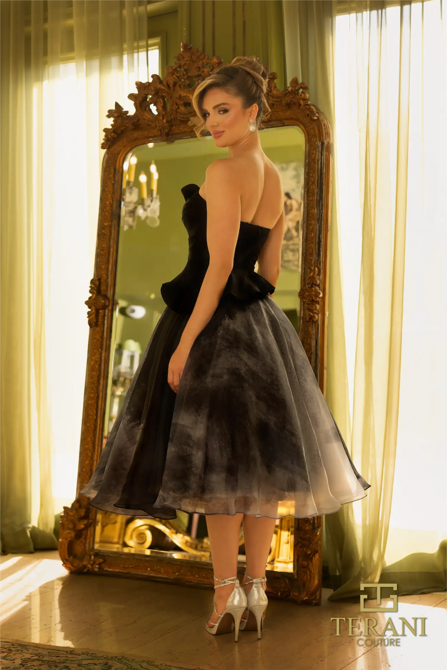 black strapless cocktail dress Zapaka Women Pink Short Homecoming Dress Strapless A Line Tulle Cocktail Dress, Black / XS main image 0