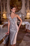 242C3039 Taupe Rose Stretch Mikado One-Shoulder cocktail Dress