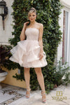 242C3047 Beaded Tulle Strapless Ballgown cocktail Dress