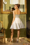 242C3049 Silver Matte Satin Strapless cocktail Dress