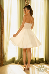 Back View of Sleeveless Ivory Ballgown Dress in Matte Satin Fabric