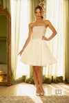 242C3055 Ivory Matte Satin Strapless cocktail Dress