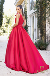 Back View of Asymmetric Red Ballgown Dress having One-Shoulder