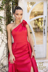 242E3110 Stretch Mikado Asymmetrical One Shoulder Long Ballgown Dress