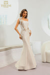 242E3114 Stretch Mikado Asymmetrical One Shoulder Long Trumpet Dress