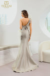 242E3114 Stretch Mikado Asymmetrical One Shoulder Long Trumpet Dress
