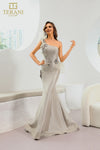 242E3114 Stretch Mikado Asymmetrical One Shoulder Long Trumpet Dress