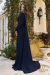 Front Slit Navy Trumpet Dress