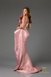 242E3142 Sleeveless Assyemtric Mikado Column Dress