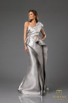 242E3142 Sleeveless Assyemtric Mikado Column Dress