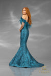 242E3160 Jacquard Scoop Off-Shoulder Long Trumpet Dress