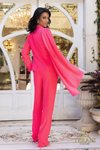 Fuchsia V-Neck Crepe Suit