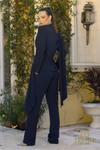 Navy Long-sleeve Slim Suit