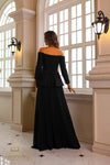 242E3185 Metallic Lace Off-Shoulder A-Line Dress