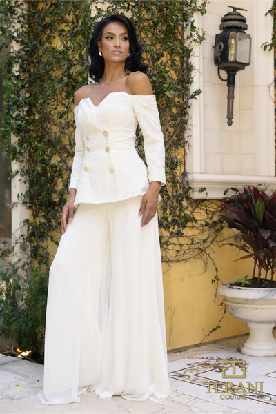 Ivory A-Line Off-Shoulder Dress