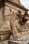 242GL3219 Tulle Long Sleeves High Slit A-Line Dress