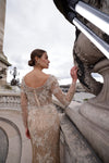 242GL3219 Tulle Long Sleeves High Slit A-Line Dress