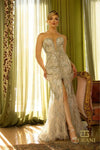 242GL3236 Tulle Asymmetrical Strapless High Slit Long Dress