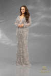 Plus Size 242GL3241 Tulle Long Sleeves Back Slit Column Dress