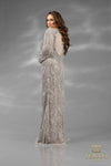 242GL3241 Tulle Long Sleeves Back Slit Column Dress
