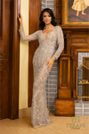 Long Sleeves Silver Column Dress