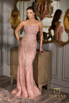 242GL3248 Tulle Halter Neckline Strapless Long Dress