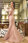 Blush Off-Shoulder Front Slit Dress