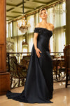 242M3314 Stretch Mikado One Shoulder Long Trumpet Dress