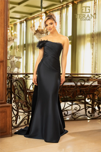Asymmetric One Shoulder Navy Dress