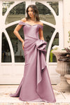 Plus Size 242M3335 Stretch Mikado Off-Shoulder Long Column Dress
