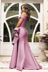 Plus Size 242M3335 Stretch Mikado Off-Shoulder Long Column Dress