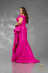 242M3335 Stretch Mikado Off-Shoulder Long Column Dress