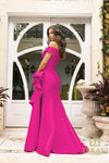 Plus Size 242M3335 Stretch Mikado Off-Shoulder Long Column Dress