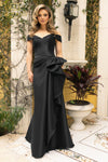 Plus Size 242M3335 Stretch Mikado Off-Shoulder Long Column Dress