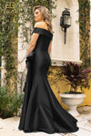 242M3335 Stretch Mikado Off-Shoulder Long Column Dress