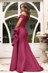Plus Size 242M3335 Stretch Mikado Off-Shoulder Long Column Dress