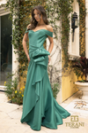 Sweetheart Emerald Off-Shoulder Column Dress
