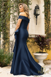 Off-Shoulder Navy Column Dress