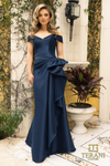 Navy Sweetheart Off-Shoulder Dress