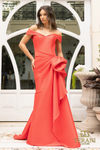 Stretch Mikado Sweetheart Off-Shoulder Red Dress
