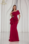 Plus Size 242M3338 Matte Satin Cap Sleeves Long Column Dress
