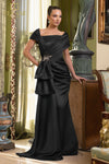 Plus Size 242M3338 Matte Satin Cap Sleeves Long Column Dress