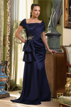 Navy Asymmetric Cap Sleeves Dress