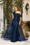 242M3342 Stretch Mikado Off-Shoulder Asymmetrical Slim Dress