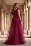242M3342 Stretch Mikado Off-Shoulder Asymmetrical Slim Dress