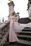 242M3342 Stretch Mikado Off-Shoulder Asymmetrical Slim Dress