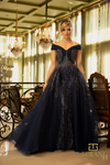 Sweetheart Off-Shoulder Navy Ballgown