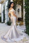 Mikado Off-Shoulder Champagne Dress