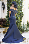 Mikado Off-Shoulder Navy Dress