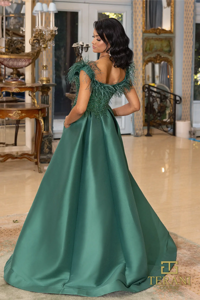Stretch Mikado Emerald Ballgown